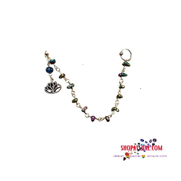 Lotus Flower CBR Hematite Beaded Earring - Picture 1 of 5